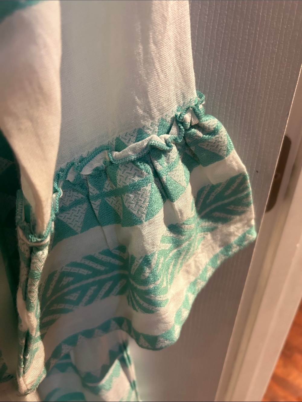 THML Mint and White Geometric Tiered Dress - Picture 4 of 4